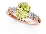 Rose gold Fancy Yellow Oval  Brilliant Cut Diamond Five-Stone Prong Set Engagement Ring with Channel Band_4