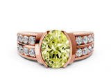 Rose gold Fancy Yellow Oval  Brilliant Diamond Channel Set Wide Band Ring with Bezel Setting_20