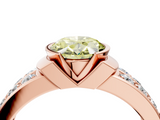 Rose gold Fancy Yellow Oval  Brilliant Diamond Channel Set Wide Band Ring with Bezel Setting_24