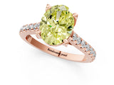 Rose gold Fancy Yellow Oval  Brilliant Diamond Solitaire with Pavé Band and Four-Prong Setting 1