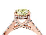 Rose gold Fancy Yellow Oval  Brilliant Diamond Solitaire with Pavé Band and Four-Prong Setting 4