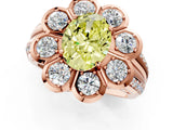 Rose gold Fancy Yellow Oval  Brilliant Flower Halo Diamond Split Shank Ring_46