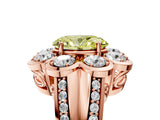 Rose gold Fancy Yellow Oval  Brilliant Flower Halo Diamond Split Shank Ring_50