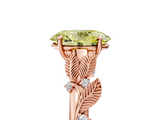 Rose gold Fancy Yellow Oval  Brilliant Solitaire with Leaf Motif Band and Four-Prong Setting_72