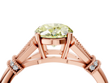 Rose gold Fancy Yellow Oval  Brilliant Solitaire with Pave Band and Four-Prong Setting_24