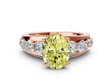 Rose gold Fancy Yellow Oval  Brilliant Solitaire with Side Stones on a Pave Band and Four-Prong Setting_24