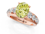 Rose gold Fancy Yellow Oval  Brilliant Solitaire with Side Stones on a Pave Band and Four-Prong Setting_25