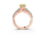 Rose gold Fancy Yellow Oval  Brilliant Solitaire with Side Stones on a Pave Band and Four-Prong Setting_27