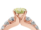 Rose gold Fancy Yellow Oval  Brilliant Solitaire with Side Stones on a Pave Band and Four-Prong Setting_28