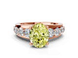 Rose gold Fancy Yellow Oval  Brilliant Solitaire with Side Stones on a Pave Band and Four-Prong Setting_36