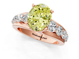 Rose gold Fancy Yellow Oval  Brilliant Solitaire with Side Stones on a Pave Band and Four-Prong Setting_37
