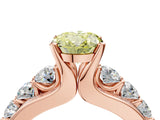 Rose gold Fancy Yellow Oval  Brilliant Solitaire with Side Stones on a Pave Band and Four-Prong Setting_40