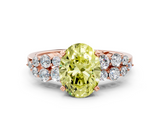 Rose gold Fancy Yellow Oval  Cluster Diamond Engagement Ring with Pavé Band and Four-Prong Setting_32