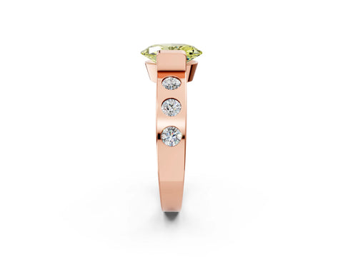 Rose gold Fancy Yellow Oval Cut Brilliant Channel-Set Diamond Ring with Bezel Prong Setting_2