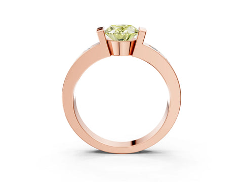 Rose gold Fancy Yellow Oval Cut Brilliant Channel-Set Diamond Ring with Bezel Prong Setting_3