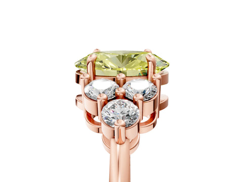 Rose gold Fancy Yellow Oval Cut Brilliant Diamond Cluster Accent Solitaire Ring with Prong Setting_5