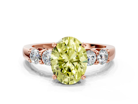 Rose gold Fancy Yellow Oval Cut Brilliant Diamond Five-Stone Engagement Ring with Prong Setting on a Classic Band_3