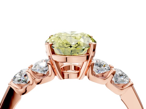 Rose gold Fancy Yellow Oval Cut Brilliant Diamond Five-Stone Engagement Ring with Prong Setting on a Classic Band_7