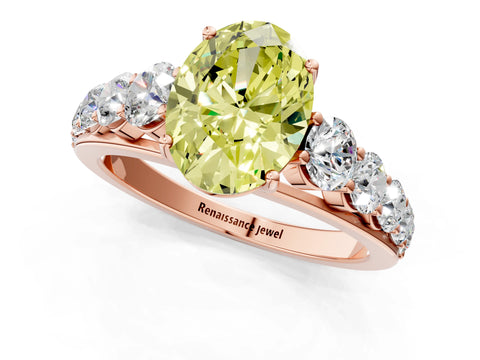 Rose gold Fancy Yellow Oval Cut Brilliant Diamond Pavé Band with Six-Prong Setting_1