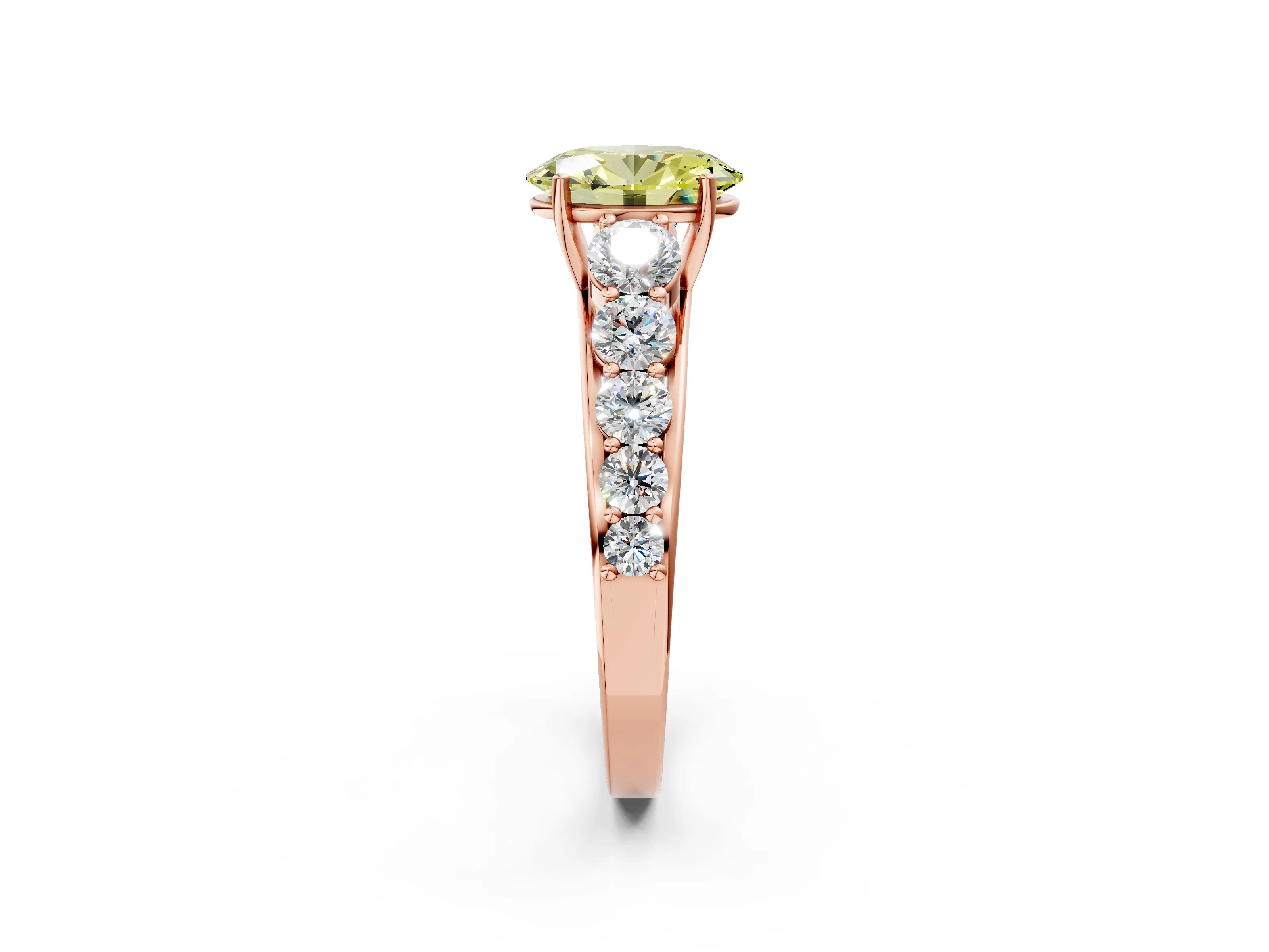 Rose gold Fancy Yellow Oval Cut Brilliant Diamond Pavé Band with Six-Prong Setting_2
