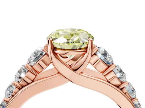 Rose gold Fancy Yellow Oval Cut Brilliant Diamond Pavé Band with Six-Prong Setting_4