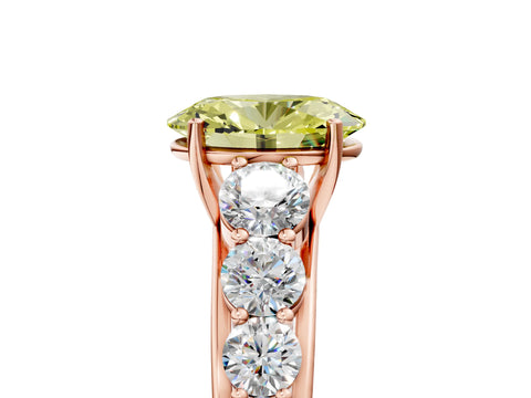 Rose gold Fancy Yellow Oval Cut Brilliant Diamond Pavé Band with Six-Prong Setting_5