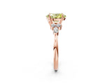 Rose gold Fancy Yellow Oval Cut Brilliant Diamond Solitaire Ring with Pear Side Stones and Four-Prong Setting_5
