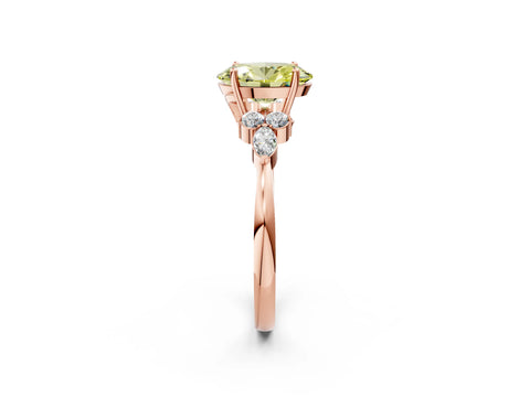 Rose gold Fancy Yellow Oval Cut Brilliant Diamond Solitaire Ring with Pear Side Stones and Four-Prong Setting_5