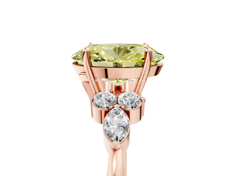 Rose gold Fancy Yellow Oval Cut Brilliant Diamond Solitaire Ring with Pear Side Stones and Four-Prong Setting_8