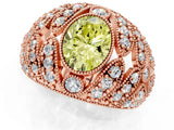 Rose gold Fancy Yellow Oval Cut Brilliant Halo Pave Diamond Milgrain Ring_1