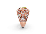 Rose gold Fancy Yellow Oval Cut Brilliant Halo Pave Diamond Milgrain Ring_2