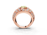Rose gold Fancy Yellow Oval Cut Brilliant Halo Pave Diamond Milgrain Ring_3