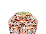 Rose gold Fancy Yellow Oval Cut Brilliant Halo Pave Diamond Milgrain Ring_5