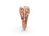 Rose gold Fancy Yellow Oval Cut Brilliant Milgrain Filigree Diamond Ring with Square Prong Setting_2