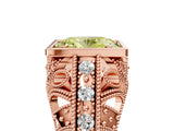 Rose gold Fancy Yellow Oval Cut Brilliant Milgrain Filigree Diamond Ring with Square Prong Setting_5