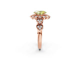 Rose gold Fancy Yellow Oval Cut Brilliant Milgrain Pave Heart Band Solitaire Ring_2