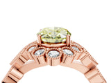 Rose gold Fancy Yellow Oval Cut Brilliant Milgrain Pave Heart Band Solitaire Ring_4