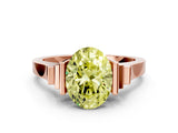 Rose gold Fancy Yellow Oval Cut Brilliant Solitaire Diamond Ring with Channel Set Band and Bar Prong Setting