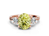 Rose gold Fancy Yellow Oval Cut Brilliant Three-Stone Diamond Ring with Pavé Band and Four-Prong Setting_3