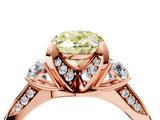 Rose gold Fancy Yellow Oval Cut Brilliant Three-Stone Diamond Ring with Pavé Band and Four-Prong Setting_7