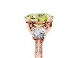 Rose gold Fancy Yellow Oval Cut Brilliant Three-Stone Diamond Ring with Pavé Band and Four-Prong Setting_8