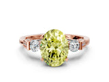 Rose gold Fancy Yellow Oval Cut Brilliant Three-Stone Pave Band with Four-Prong Setting