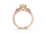 Rose gold Fancy Yellow Oval Cut Brilliant Three-Stone Pave Band with Four-Prong Setting_3