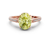 Rose gold Fancy Yellow Oval  Cut Cathedral Pave Diamond Engagement Ring with Six-Prong Setting_54
