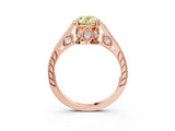Rose gold Fancy Yellow Oval  Cut Cathedral Pave Diamond Engagement Ring with Six-Prong Setting_57