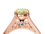 Rose gold Fancy Yellow Oval  Cut Channel Set Solitaire Engagement Ring with Prong Setting_24