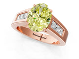 Rose gold Fancy Yellow Oval Cut Cut Channel Set Solitaire Ring with Four-Prong Setting_1