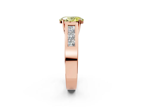 Rose gold Fancy Yellow Oval Cut Cut Channel Set Solitaire Ring with Four-Prong Setting_2
