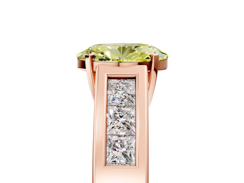 Rose gold Fancy Yellow Oval Cut Cut Channel Set Solitaire Ring with Four-Prong Setting_5