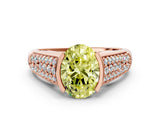Rose gold Fancy Yellow Oval Cut Cut Diamond Channel Set Pave Band with Tension Prong Setting
